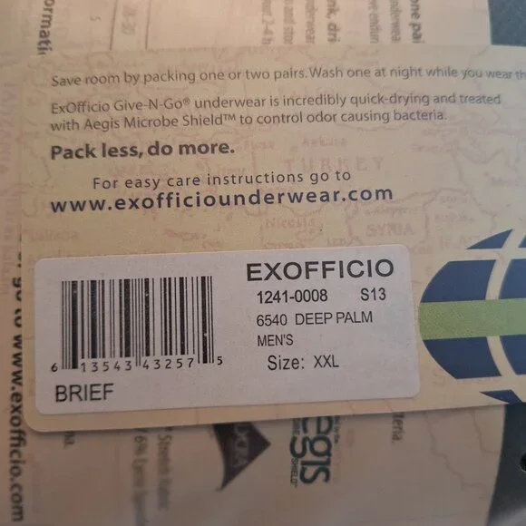 EXOFFICIO Men’s Give-N-Go Color Deep Palm Briefs Underwear Size XXL- NEW - Picture 7 of 8